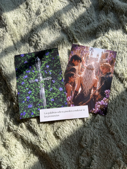 Pack de 2 prints literarios + frase · Saga Powerless